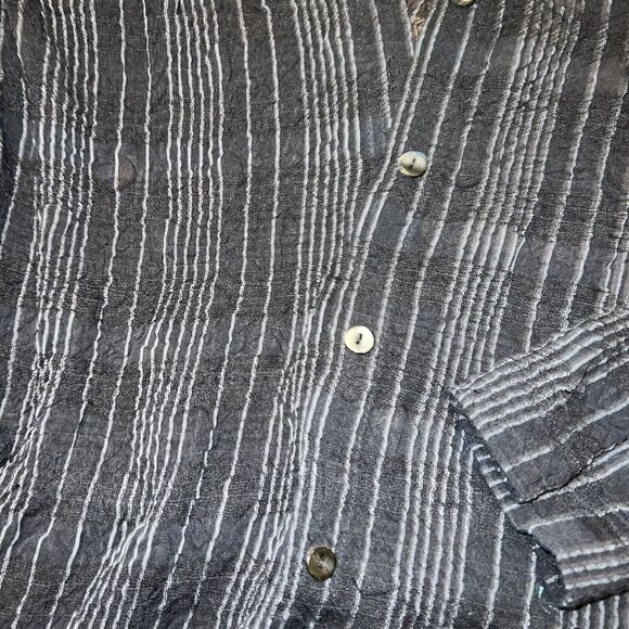 Chicos Sheer Black Striped Hoodie Size 1/small - Picture 2 of 3